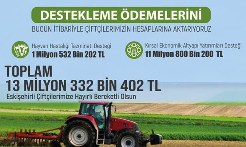 Eskiehir’de reticiye 13 milyon destekleme