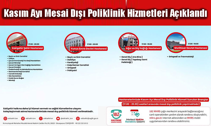 Eskiehir’de Kasm Ay Mesai D Poliklinik Hizmetleri Akland
