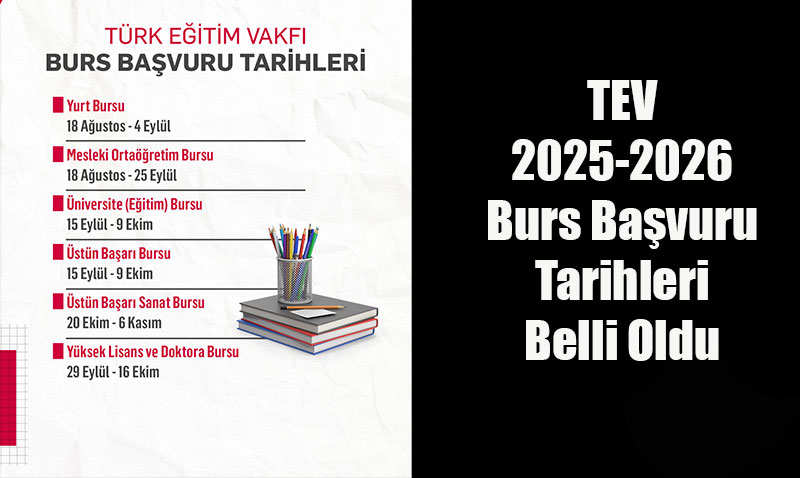 TEV 2025-2026 Burs Başvuru Tarihleri Belli Oldu