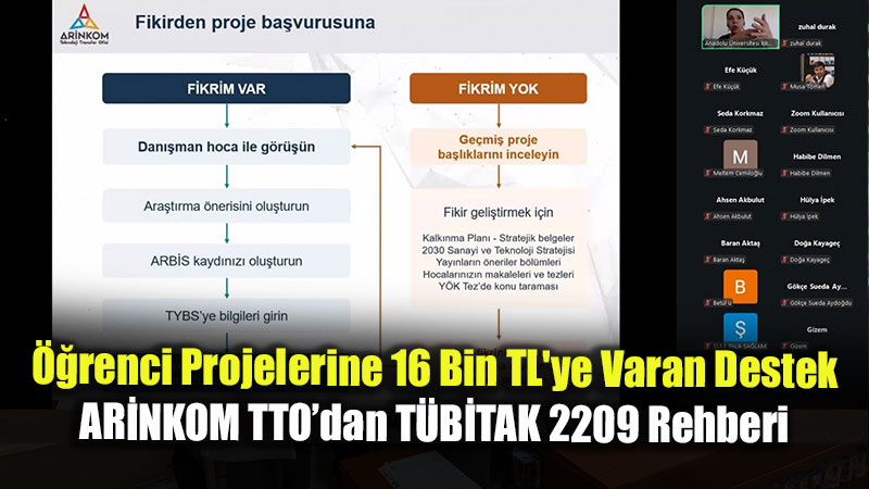 AR�NKOM TTO�dan T�B�TAK 2209-A ve 2209-B Projeleri ��in �evrim ��i Bilgilendirme Zirvesi