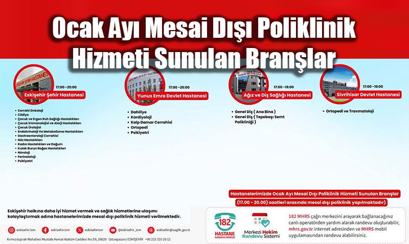 Eski�ehir�de Sa�l�k Mesaisi: Ocak 2026 Mesai D��� Poliklinik Listesi Yay�nland�